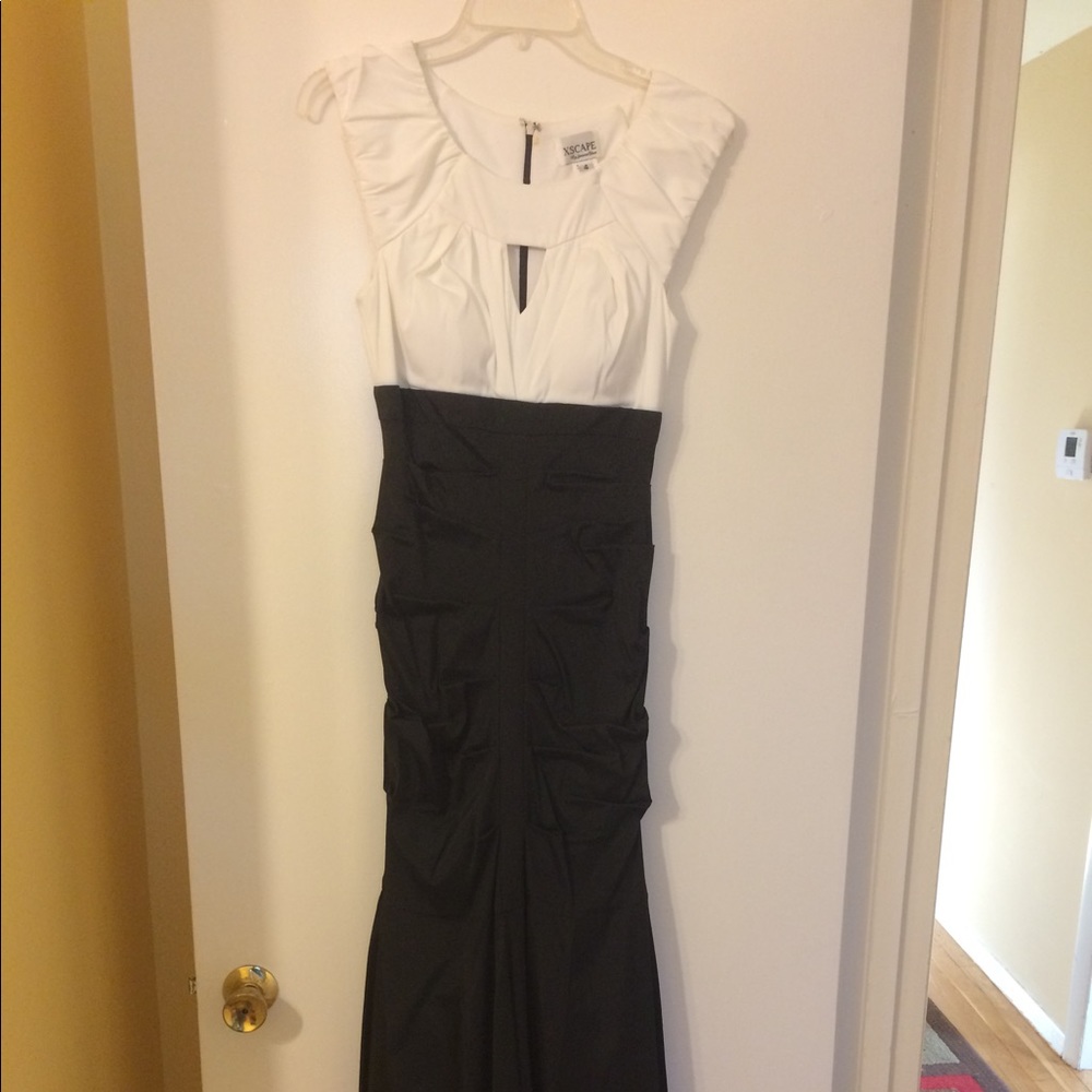 Black and white evening gown